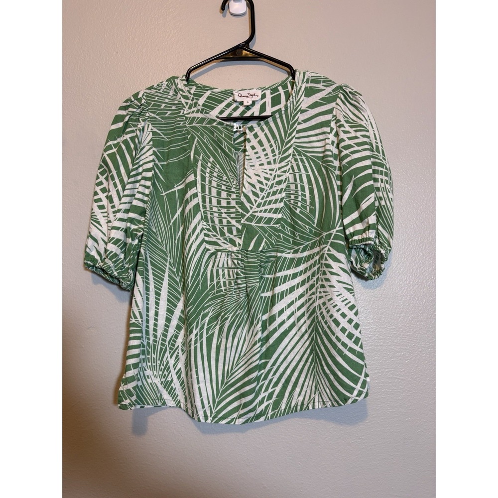 Panama Jack Blouse Tropical Green S Resort Wear Beach Coastal Casual Nautical